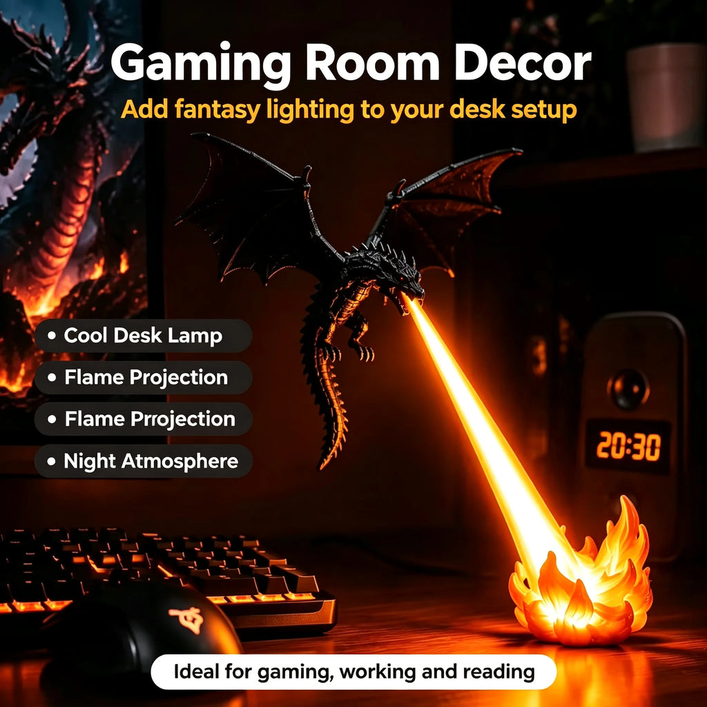 Halloween 3D Dragon Night Light, Flying Dragon LED Model Lamp, Custom Dragon Figurine Statue Desktop Decor Collectible Sculpture