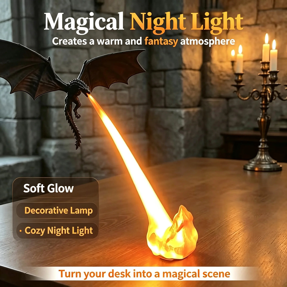 Halloween 3D Dragon Night Light, Flying Dragon LED Model Lamp, Custom Dragon Figurine Statue Desktop Decor Collectible Sculpture